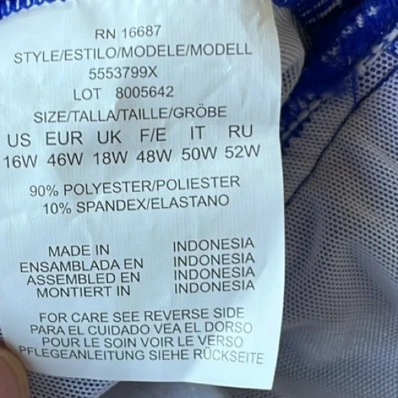 NWOT Swim Solutions COBALT BLUE Knot-Front Tummy-Control Swimdress, 16W - Picture 10 of 11